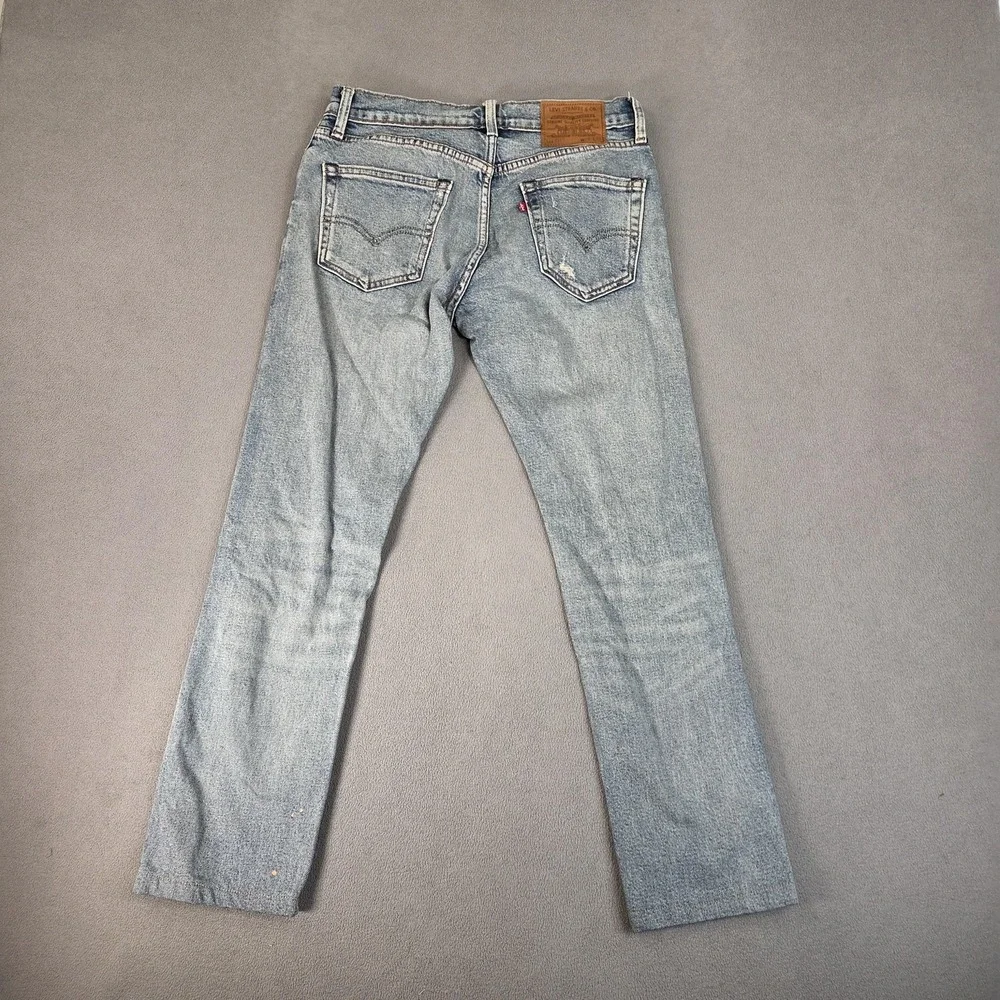 Levi's Premium 511 Jeans Mens 28x26 Light Wash Distressed Slim Tag 29x32 Altered